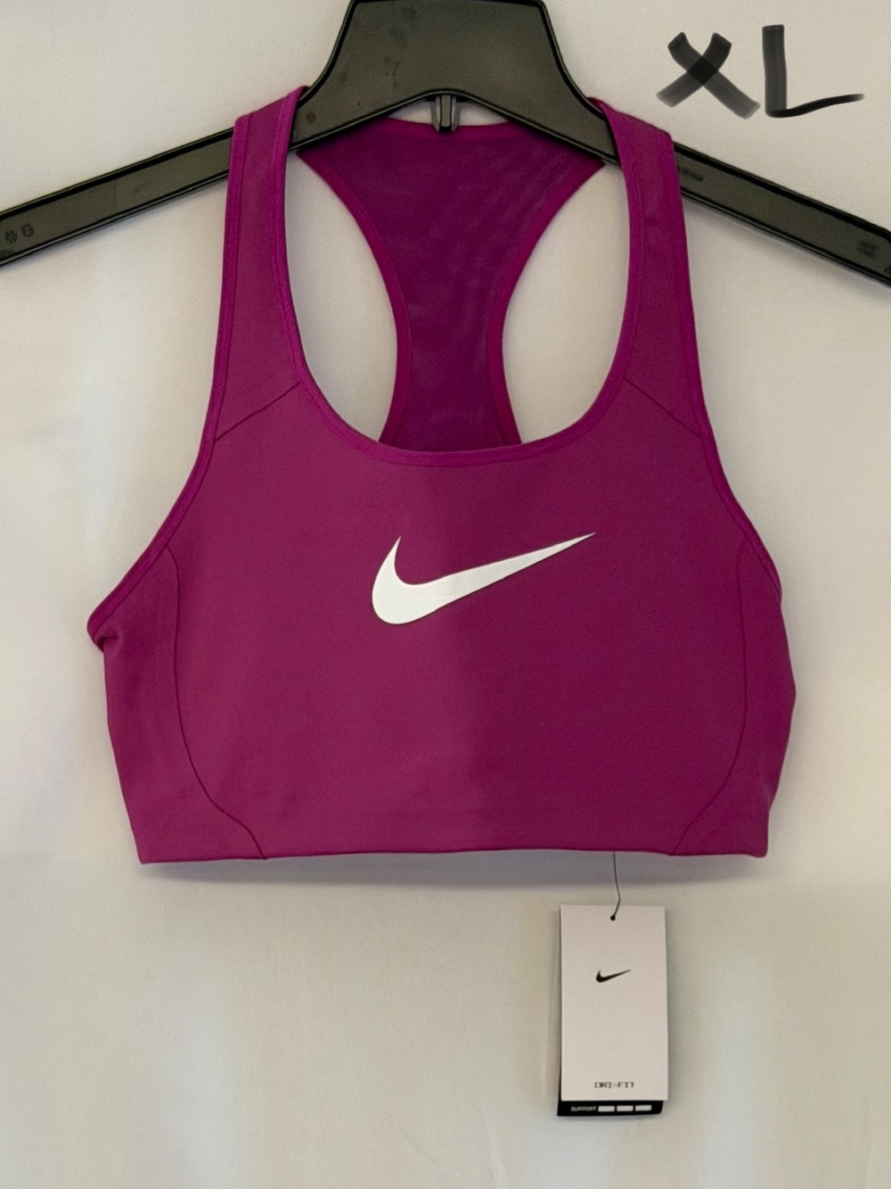 Nike Racerback Sports Bra in Magenta with White Swoosh